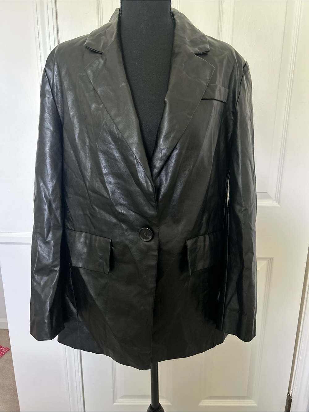 Princess Polly Black Leather Single-Button Blazer